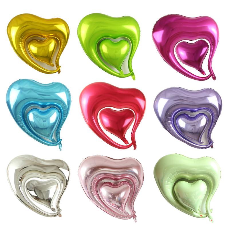 Heart in a Heart Foil Balloon - Balloon not inflated