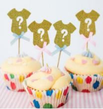 Gender Reveal Onesie Cupcake Topper Set