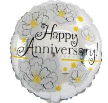 Happy Anniversary Flower Round Foil Balloon