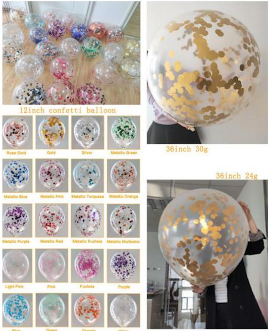 36 Inch Oval-shaped Confetti-filled Latex Balloon