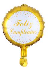 Spanish Round 10 Inch White and Gold Foil Balloon