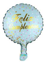 Spanish Round 10 Inch Gold Letters on Light Blue Foil Balloon