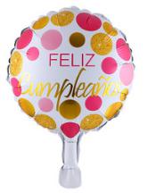 Spanish Round 10 Inch Pink and Gold on White Foil Balloon