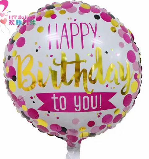 Happy Birthday To You Pink with Gold Dots 18 Inch Round Foil Balloon