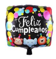 Spanish Square Black with Animals Foil Balloon