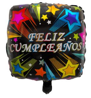 Spanish Square 18 Inch Stars on Black Foil Balloon