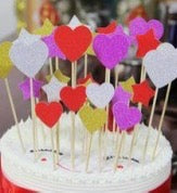 Glitter Hearts 6pc Topper Set