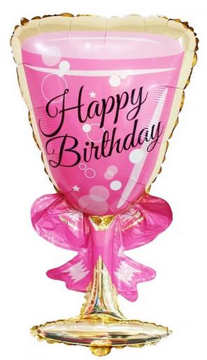 Champagne Glass Pink with Bow Foil Balloon