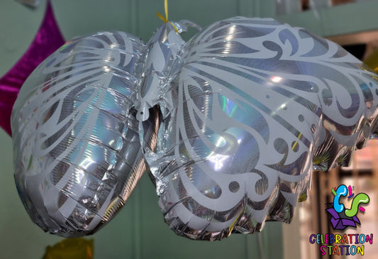 White And Silver Butterfly Foil Balloon