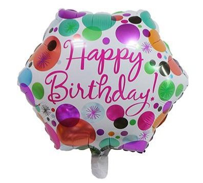 Happy Birthday 18 Inch Hexagon Foil Balloon Colourful Dots