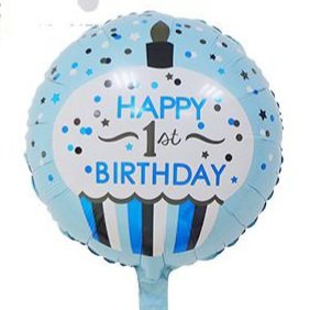 Happy First Birthday 18 Inch Round Foil Balloon