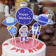 Space Theme 6pc Cake Topper Set