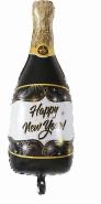 Happy New Year Black Champagne Bottle Foil Balloon