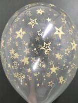 Pack of 10 - Clear Star Patterned 12 Inch Latex Balloon