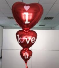 I Love You Triple Hearts Tower Foil Balloon