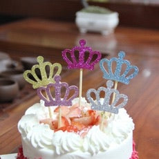 Glitter Crowns 5pc Cupcake Topper Set