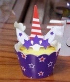 Red White Blue Unicorn 6pc Cupcake Topper and Wrapper Set