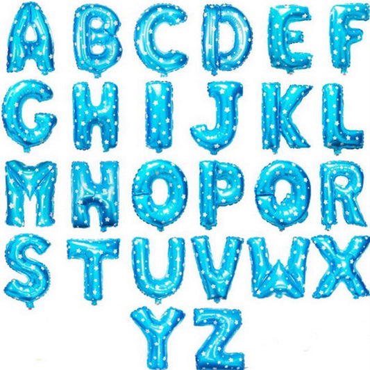 Alphabet Blue with White Stars 16 Inch Letters Foil Balloon