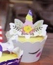 White Unicorn with Colourful Stars 6pc Cupcake Topper and Wrapper Set
