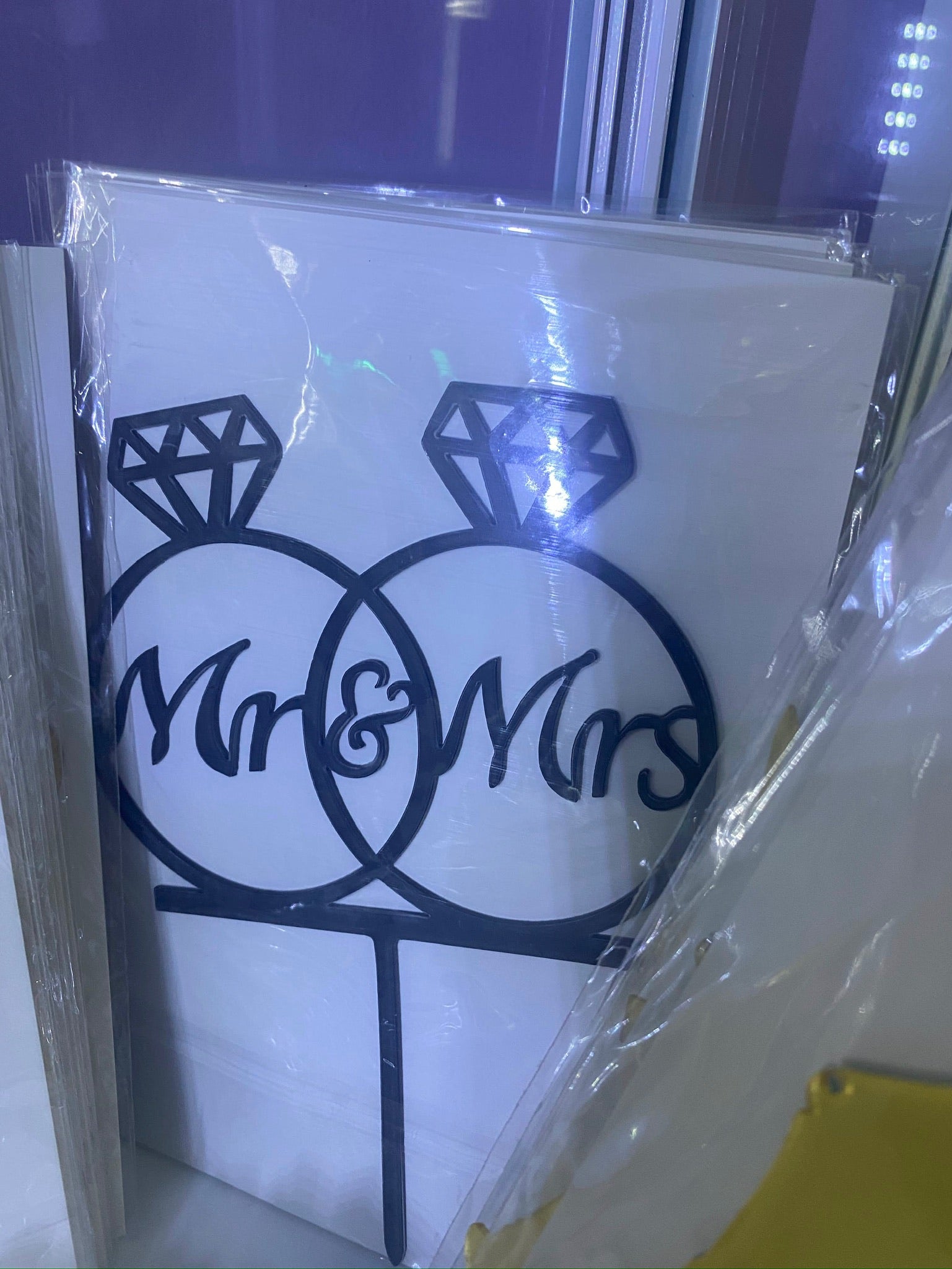 Mr Mrs Single Cake Topper