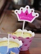 Pink Crowns 6pc Cupcake Topper and Wrapper Set