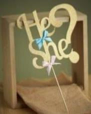 Gender Reveal He She Single Cake Topper