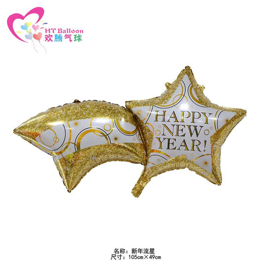 Shooting Star Gold and White Foil Balloon