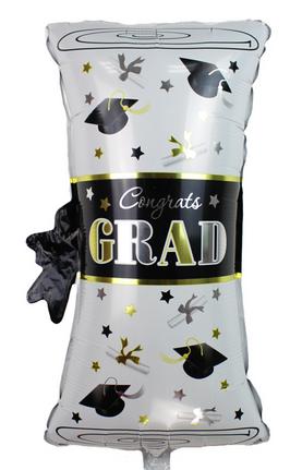 Graduation Diploma Black and White Foil Balloon