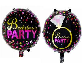 Bachelorette Party Black Round Foil Balloon