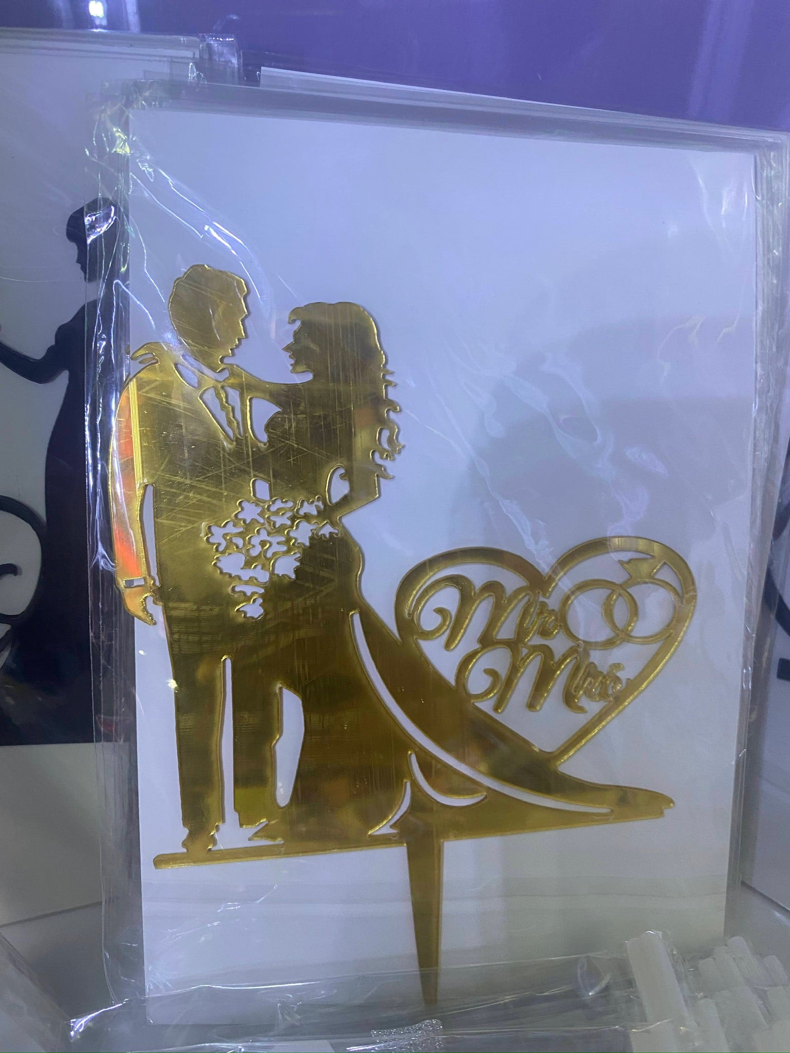 Mr Mrs Single Cake Topper