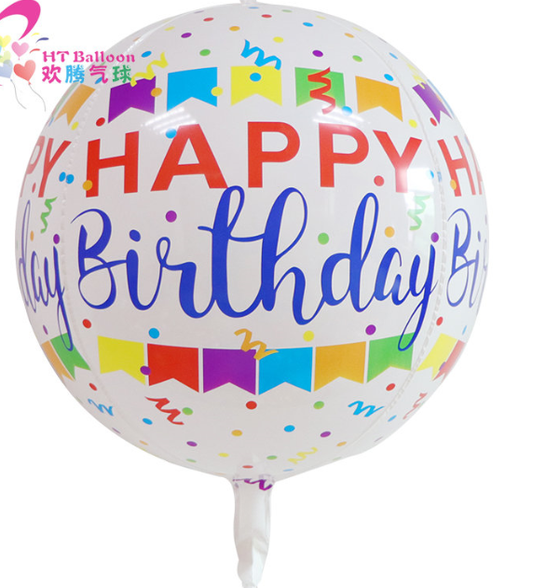 Happy Birthday 22 Inch 4D Ball Foil Balloon Centrepiece
