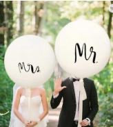 Mr Mrs White 36 Inch Latex Balloon