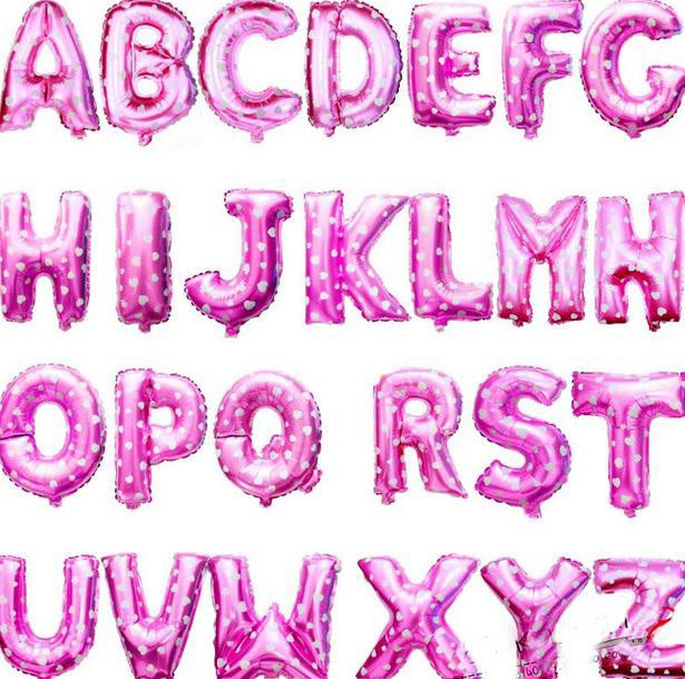 Alphabet Pink with White Hearts 16 Inch Letters Foil Balloon