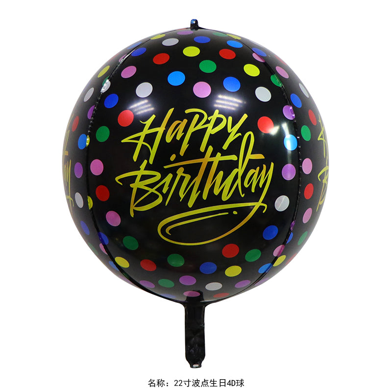 4D Happy Birthday Ball Foil Balloon