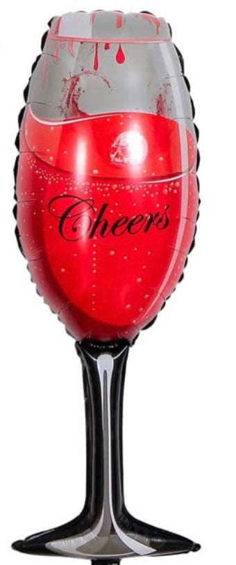 Bloody Cheers Champagne Glass Foil Balloon