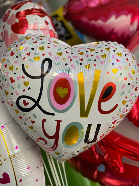 Love You Colourful Heart Foil Balloon