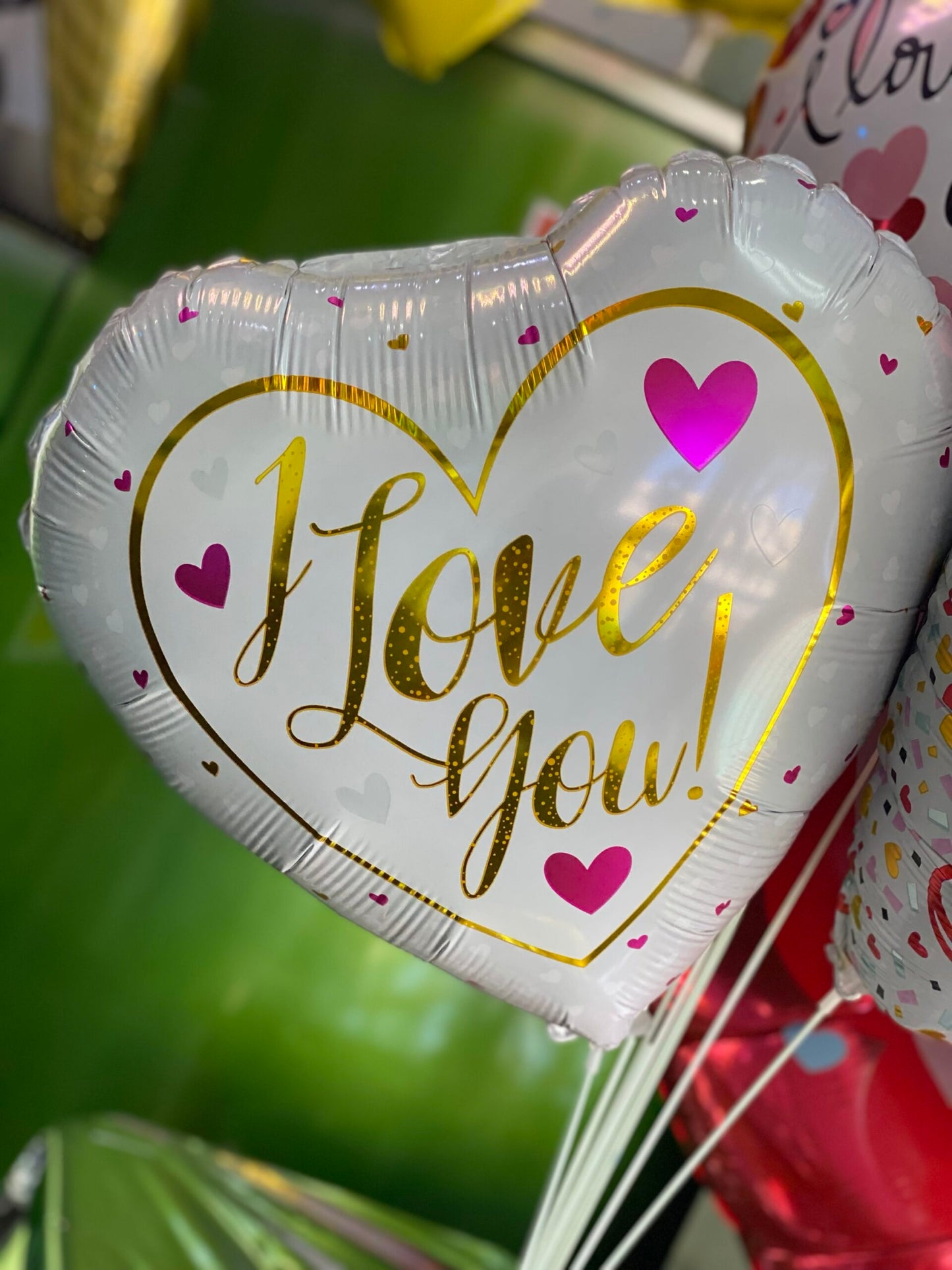 I Love You Pink And White Heart Foil Balloon