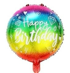 Happy Birthday 18 Inch Round Foil Balloon Rainbow Colours