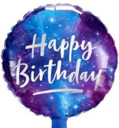 Happy Birthday 18 Inch Round Foil Balloon Blue and Purple Galaxy Pattern