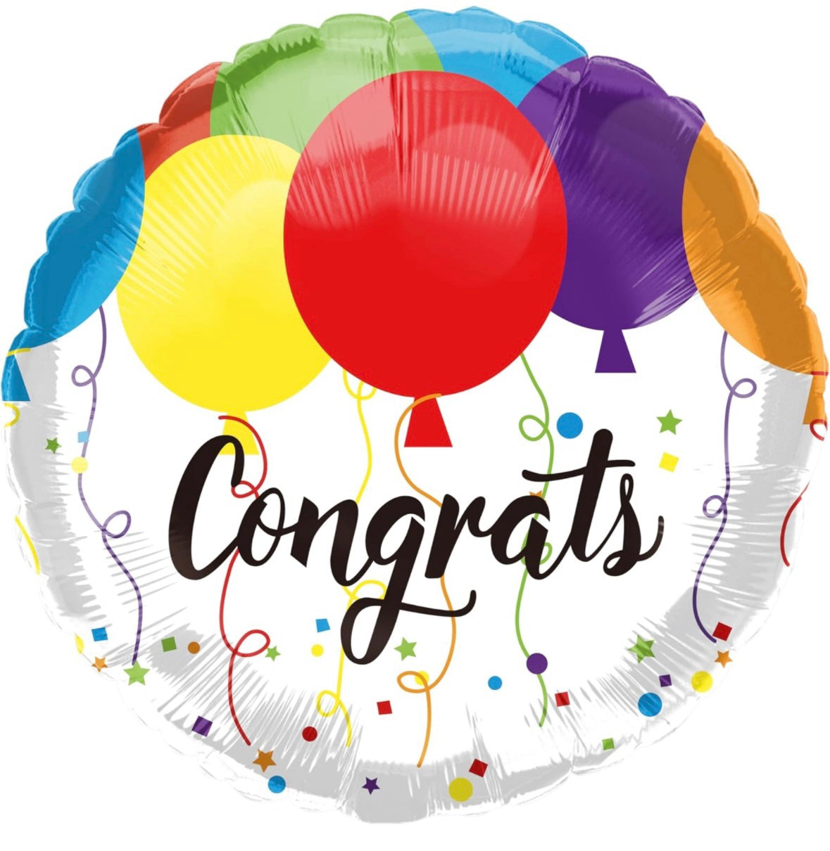 Congrats White with Colourful Balloons 18 Inch Round Foil Balloon