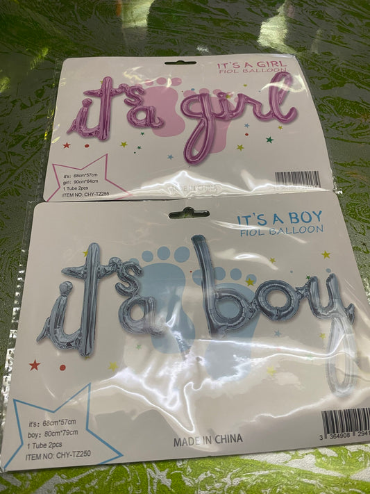 It's A Boy Girl Foil Letter Balloons