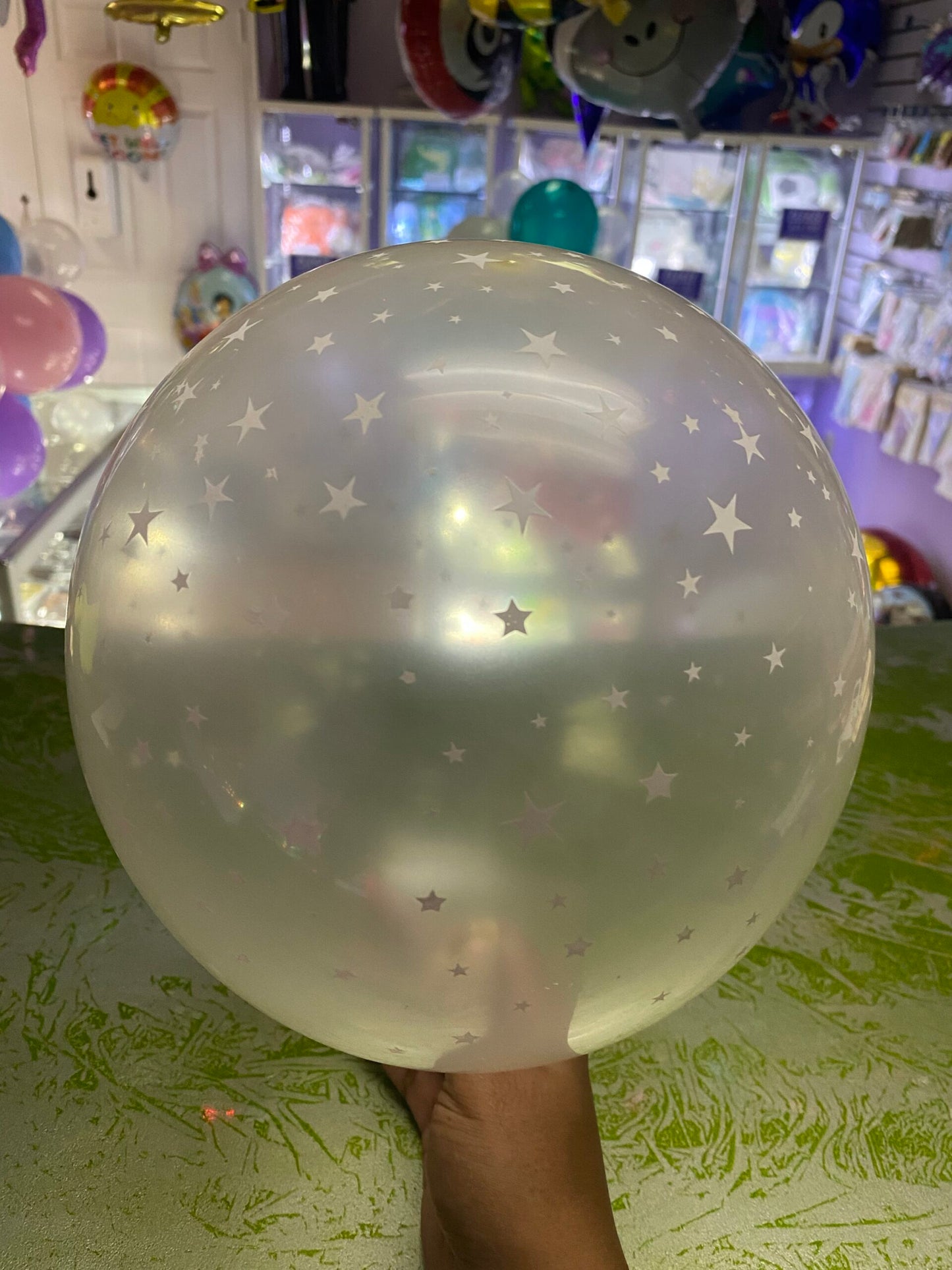 Clear Star Patterned 12 Inch Latex Balloon