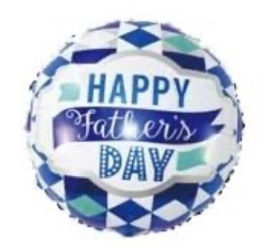 Happy Father’s Day Blue Diamonds Pattern 18 Inch Round Foil Balloon