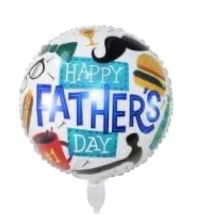 Happy Father’s Day White with Male Items 18 Inch Foil Balloon