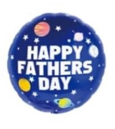 Happy Father’s Day Blue with Planets 18 Inch Round Foil Balloon