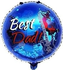 Best Dad Blue with Guitar 18 Inch Round Foil Balloon