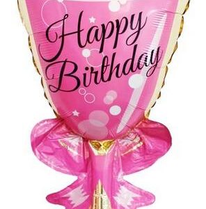 Champagne Glass Pink with Bow Foil Balloon
