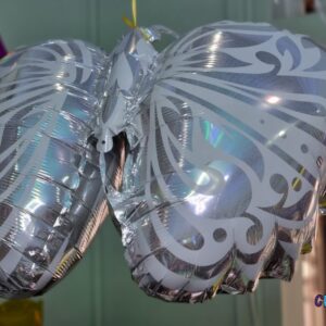 White And Silver Butterfly Foil Balloon