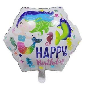 Happy Birthday 18 Inch Hexagon Foil Balloon Mermaid Theme