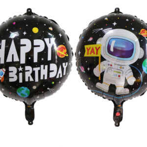 Happy Birthday 18 Inch Round Foil Balloon Space Theme
